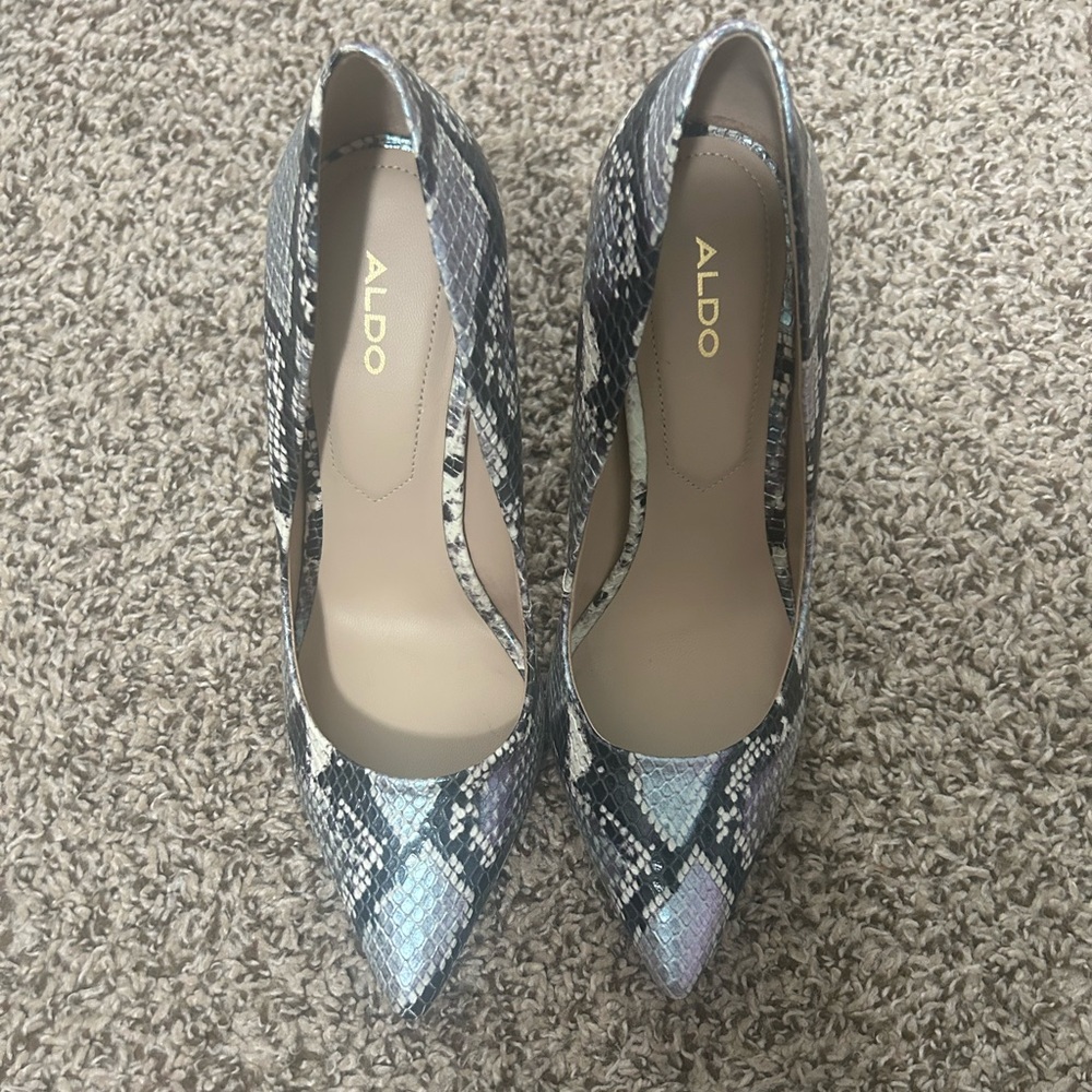 ALDO Women's Snakeskin Pattern Heels - Black and Gray